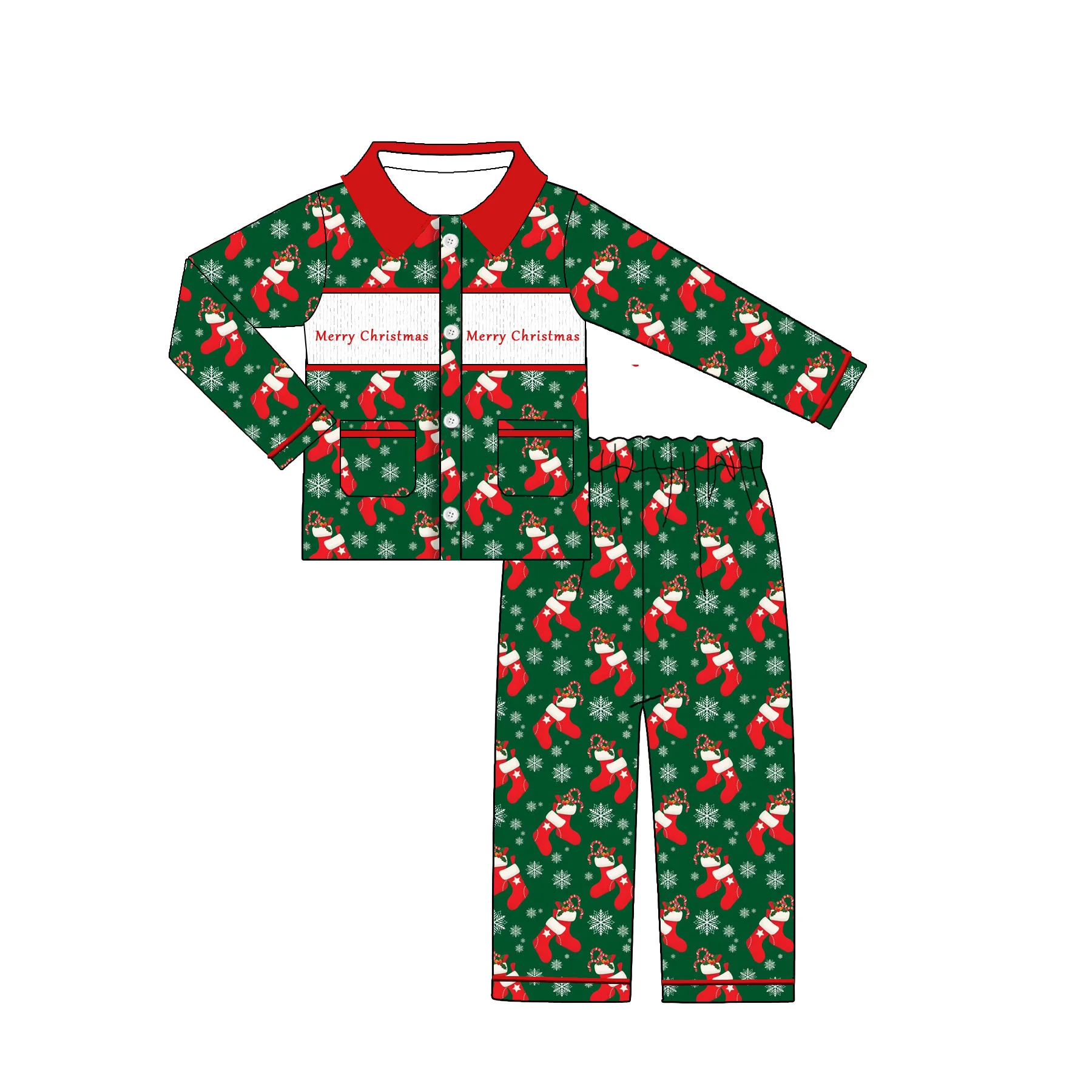 Merry Christmas Holiday Clothing Socks Cookies Boys and Girls Sets Kids Sleepwear milk silk