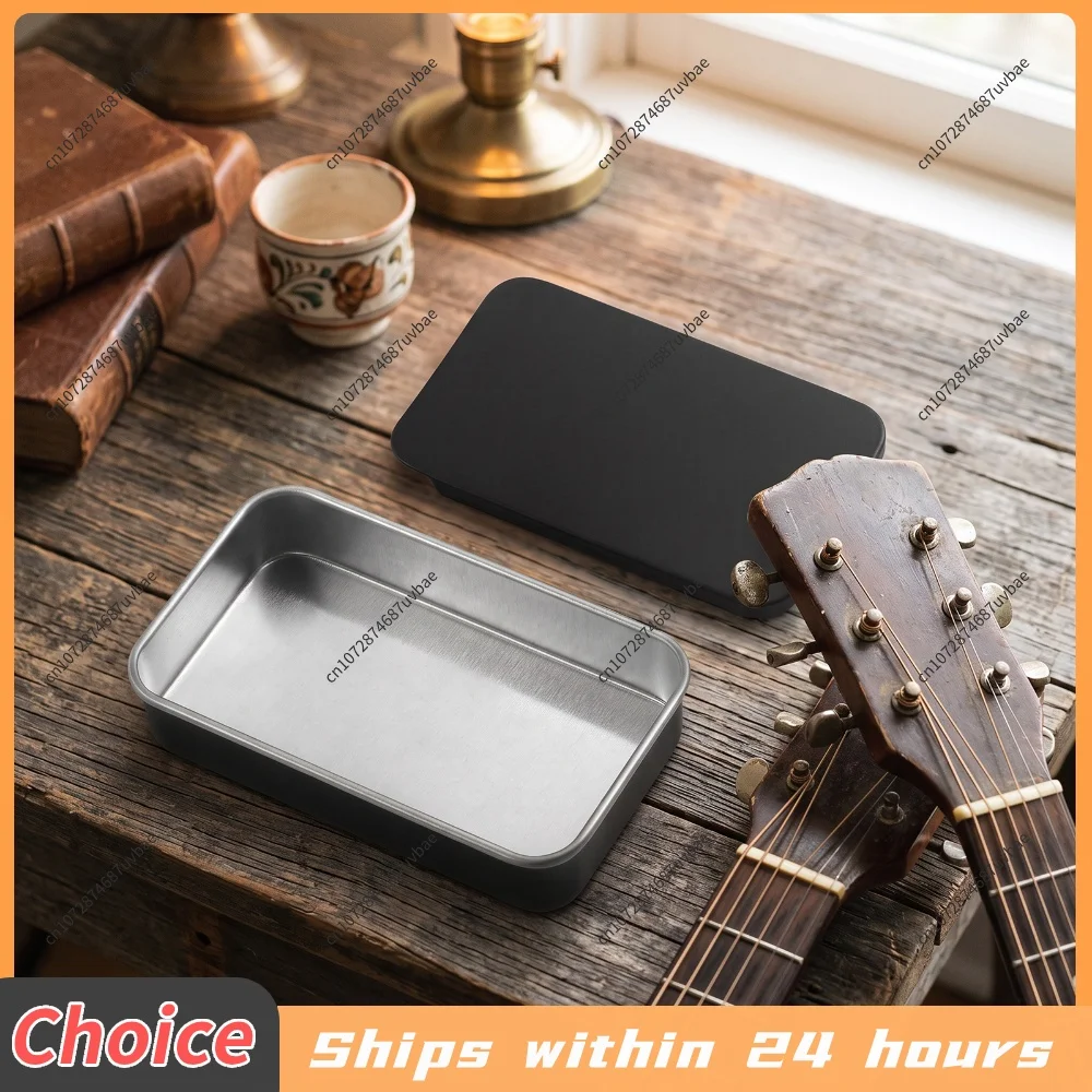Slide Open Guitar Pick Tin Box 2 Pack Pick Storage Case Holds 30 Picks Includes 5 Celluloid 0.7mm Guitar Picks Black White
