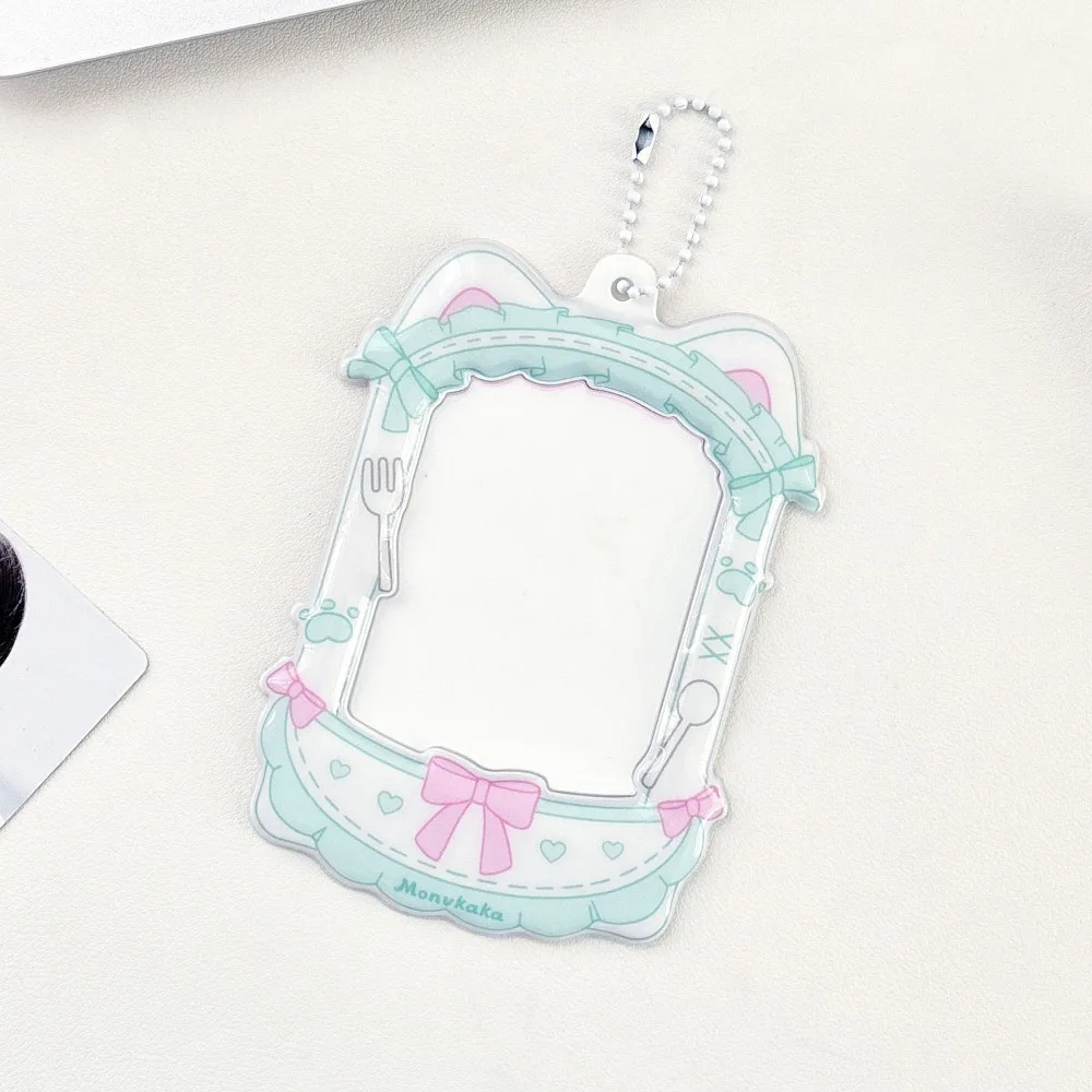 Cute 3 Inch Idol Photocard Holder PVC Picture Display Photo Card Case with Chain Kpop Idol Photo Frame
