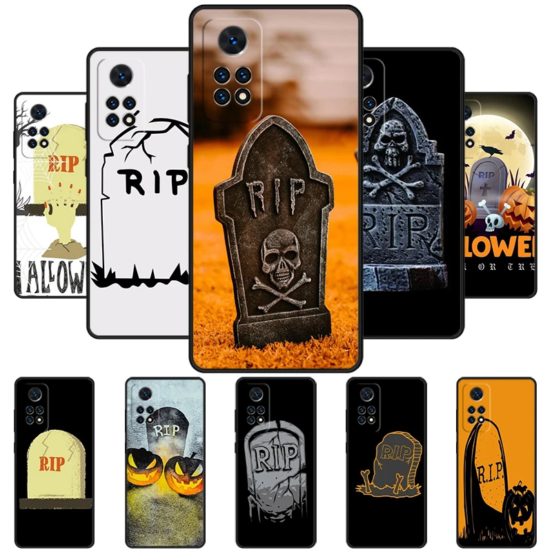 Halloween RIP Grave Stone Phone Case For Redmi Note 11 EPro 11S 10T 9S Promax 8 Pro Xiaomi Mi 11 12X 12S Ultra Cover