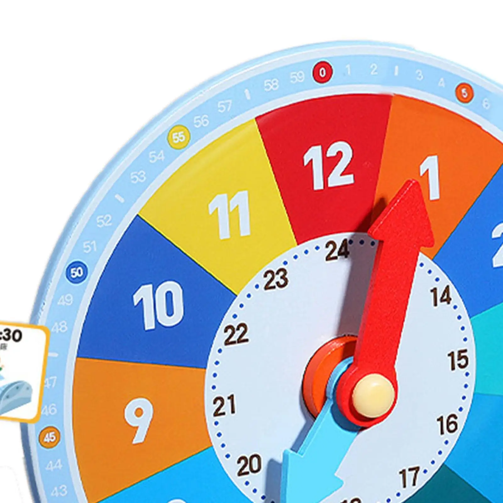 Wooden Education Clock Learning Toy for Kids Analog Teaching Clock with 25 Cards Time Number Cognition Montessori Early Learning