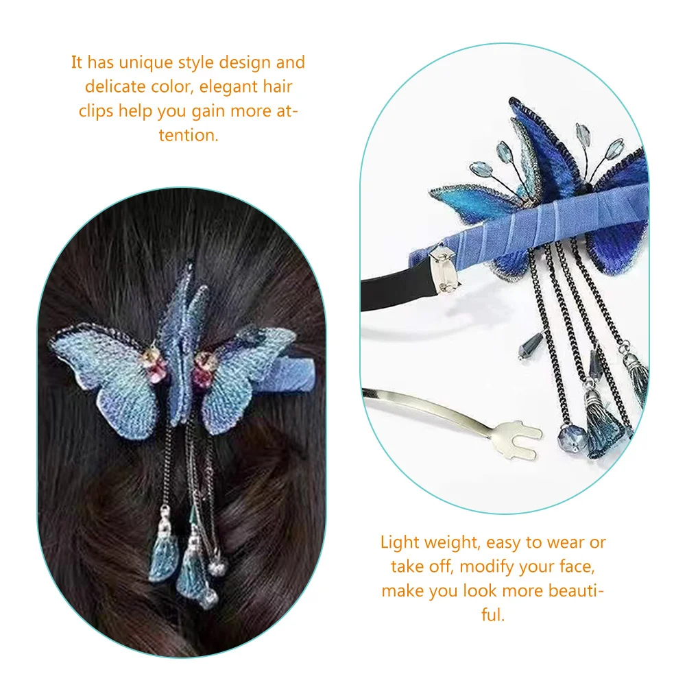 

2 Pcs Wedding Tassel Hair Clip Accessories Clips for Women Rhinestones Barrettes