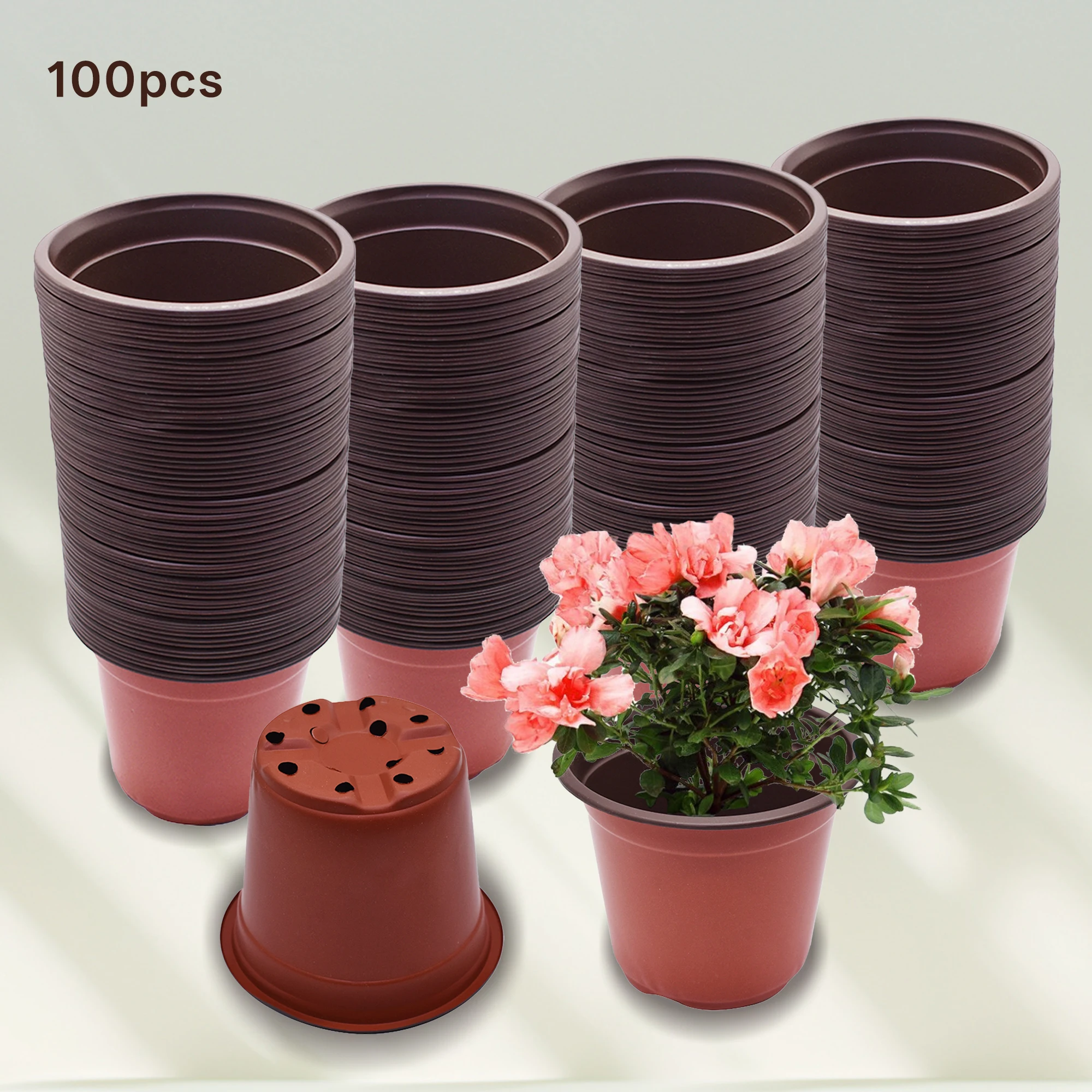 

100 шт. 6-дюймовые пластиковые горшки для рассады из полипропилена, гибкие, прочные и удобные для хранения, подходят для посадки цветов во дворе и на балконе.