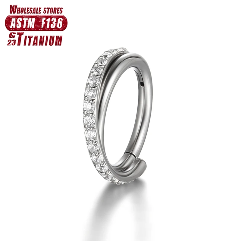 Women's Titanium ZC Nose Rings & Hinged Segment Earrings, Versatile