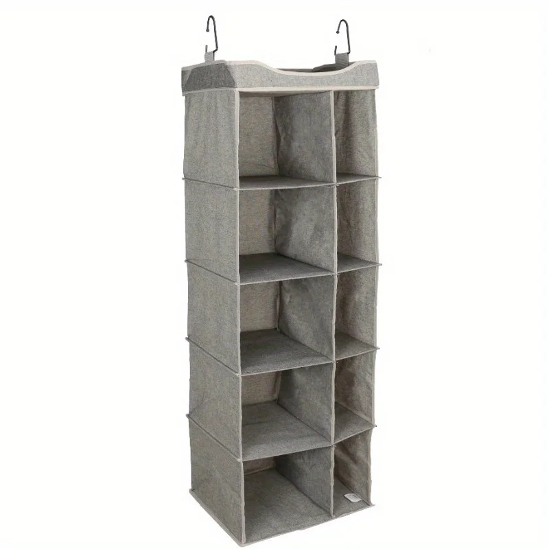 (2팩) 10칸 걸이식 옷장 정리함, 패브릭, 16"W x 12"D x 48"H