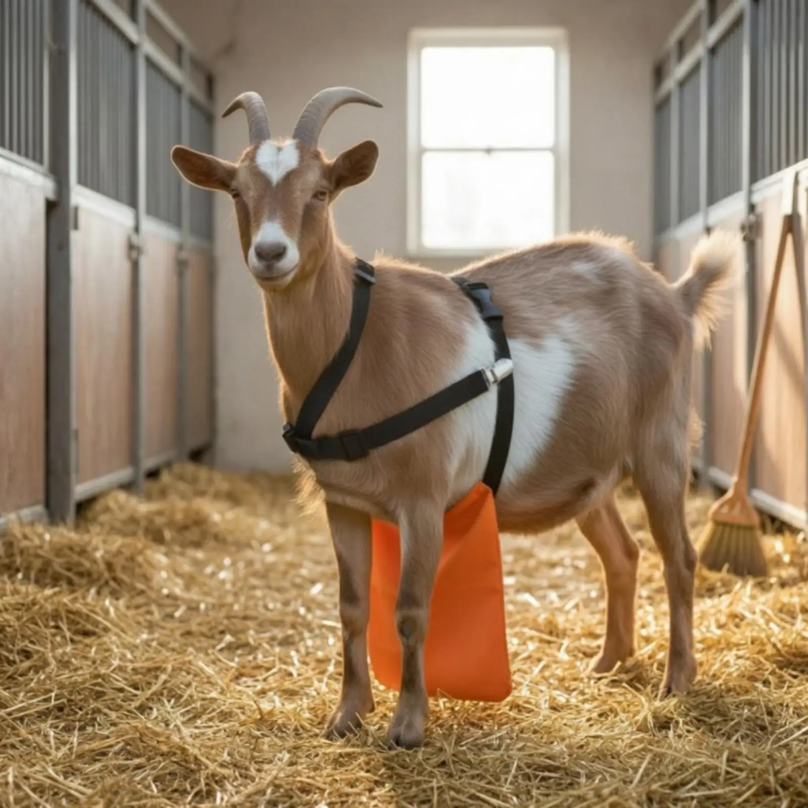 Nylon Livestock Breeding Apron for Goat Sheep with Harness Adjustable Metal Clip Control Tool