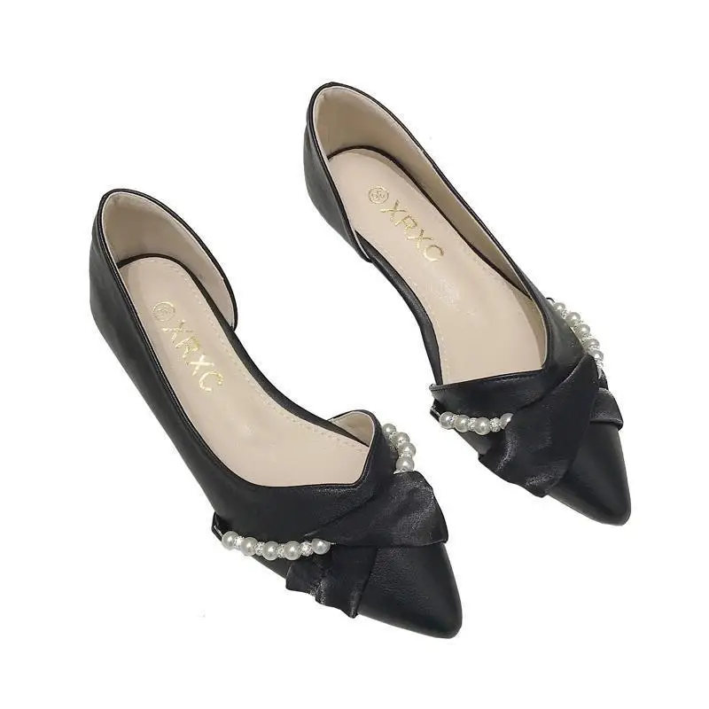 Xiaoxiangfeng temperament pointed single shoe women's 2025 new pearl fairy style summer sandals