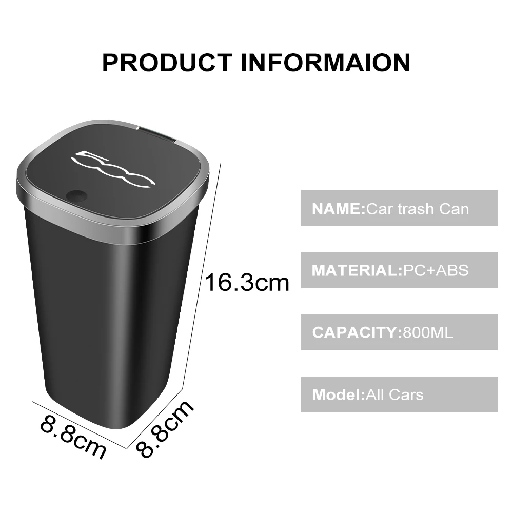 Pressing Type Car Trash Bin Garbage Storage Can Dust Case Auto Interior Accessories For Fiat 500 500C 2012 500X 500L Abarth 695