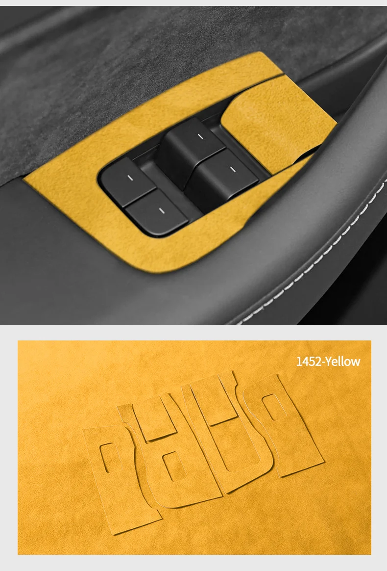 Hochwertige Wildleder-Abdeckung für Tesla Model 3 (2019-2023) und Model Y (2019-2024), Zierleiste für die Bedienelemente der Fenstersteuerung, Auto-Tuning-Zubehör. – Detail 13