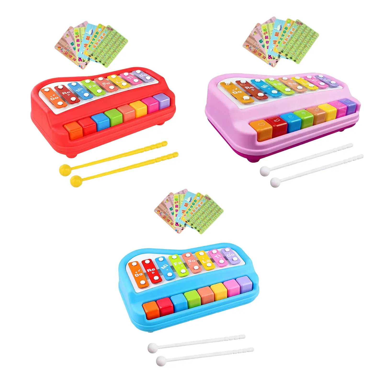 Instrumento de brinquedo xilofone para meninos e meninas, brinquedo musical, instrumento de percussão, presentes, 2 em 1