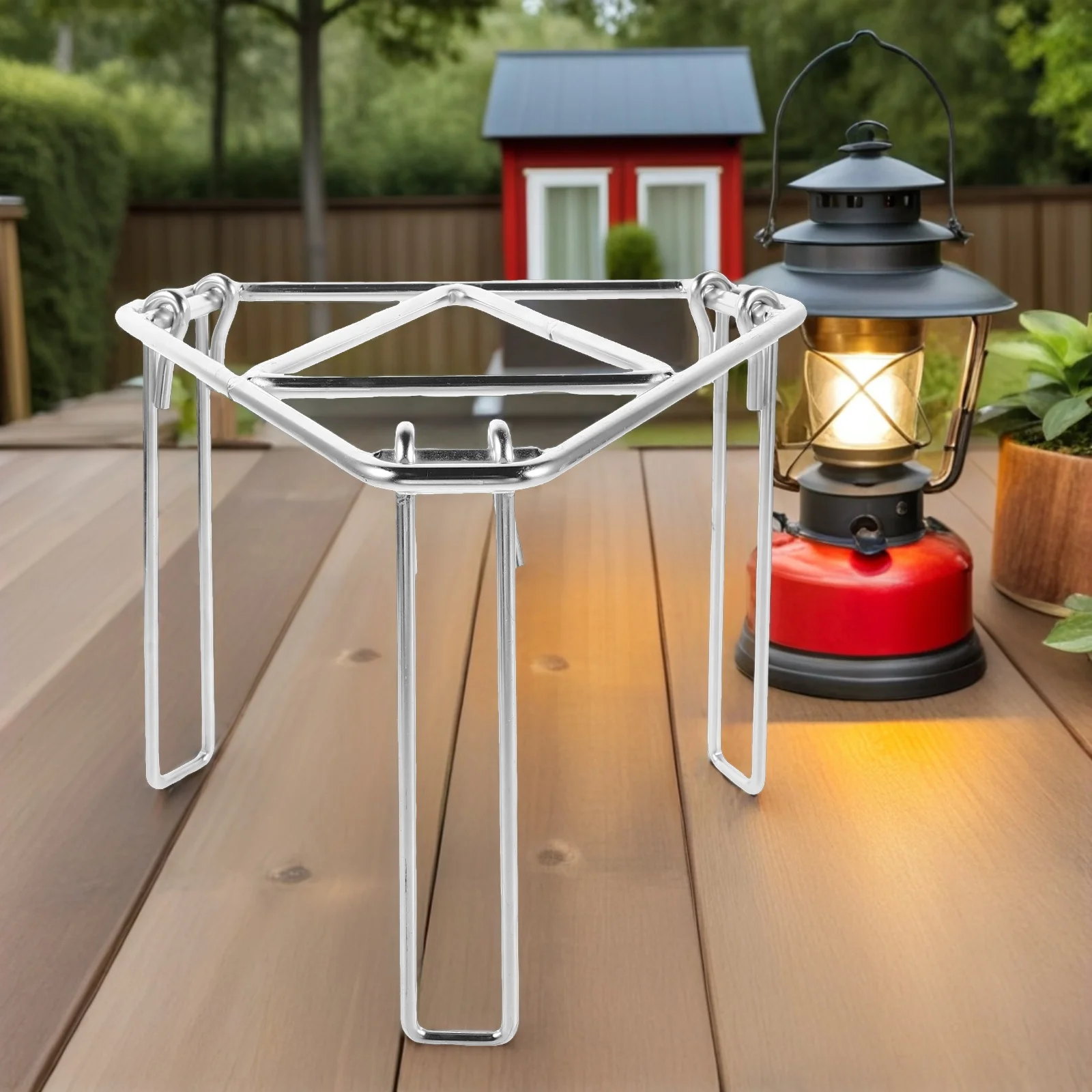 

Outdoor Barbecue Grill Foldable Campfire Stand Cooking Tripod for Camping Folding Open Rack Stainless Steel Picnic