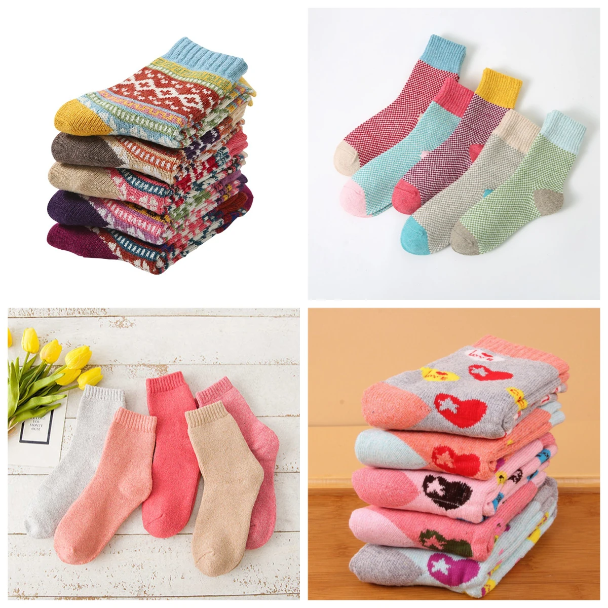 

HSS брендовые утепленные женские зимние носки, теплые носки из кроличьей шерсти для девочек, хлопковые повседневные носки высокого качества в стиле Харадзюку со звездами, 5 пар