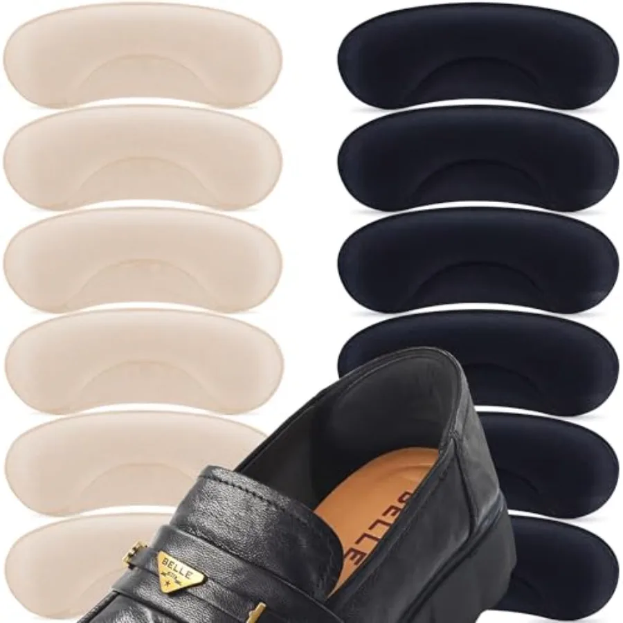 

6 Pairs Heel Cushion Pads for Too Big Shoes - Protectors to Prevent Heel Pain, Blisters and Rubbing, Anti Slip Fillers Make Sho