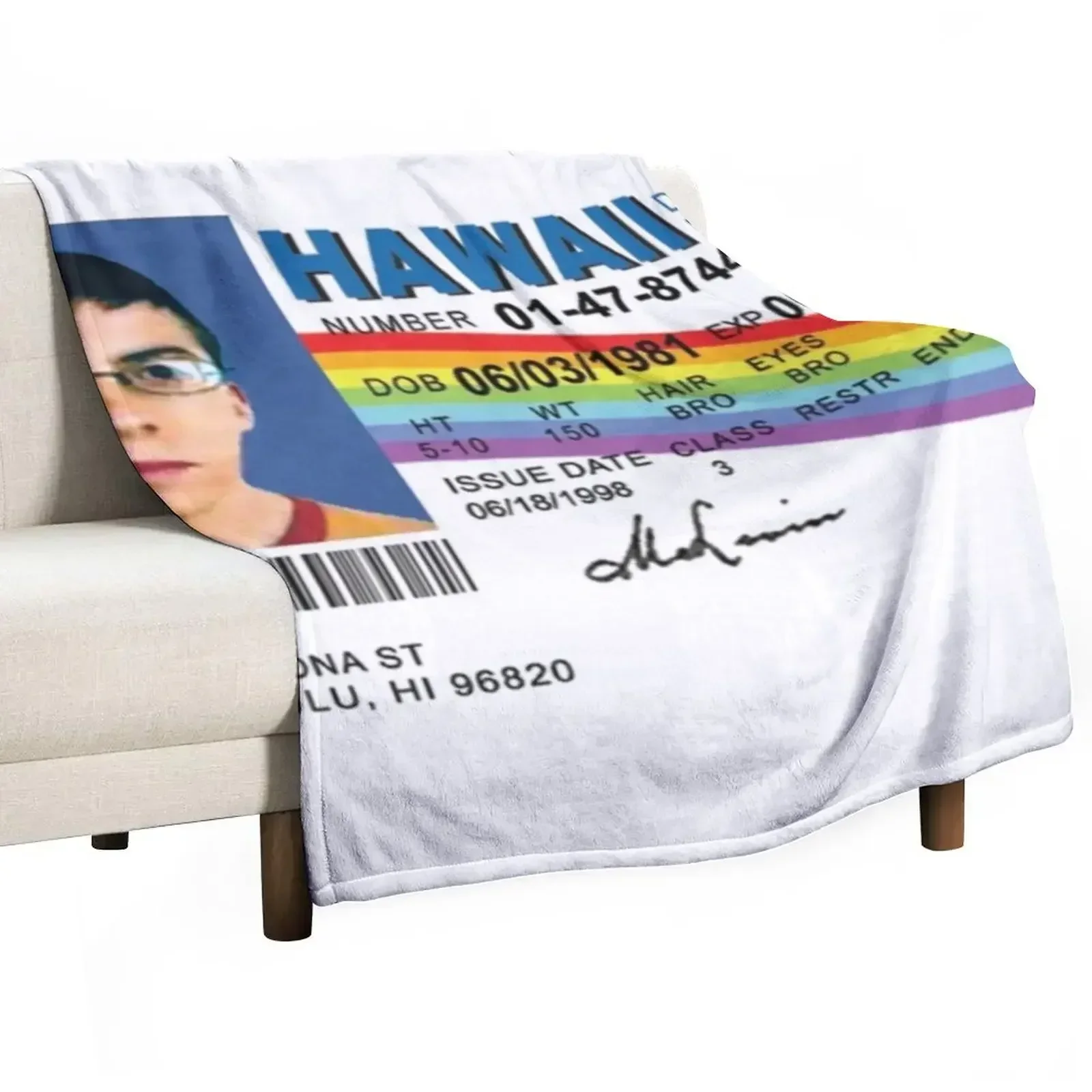 McLovin Fake ID Design Throw Blanket Stuffeds Single christmas gifts Blankets