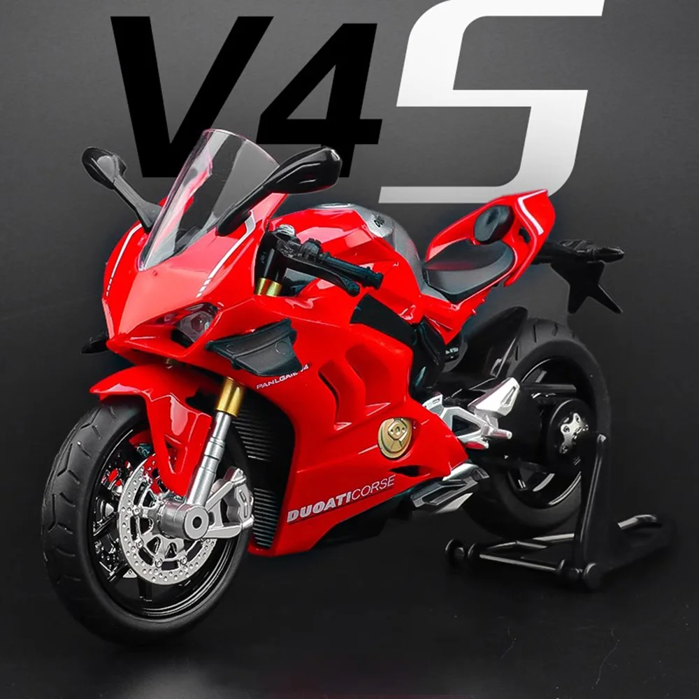 Skala antike v4s Legierung Motorrad Spielzeug auto Modell Druckguss Metall Freilauf Stoß dämpfung Motor Modelle Sound Licht Jungen Geschenke