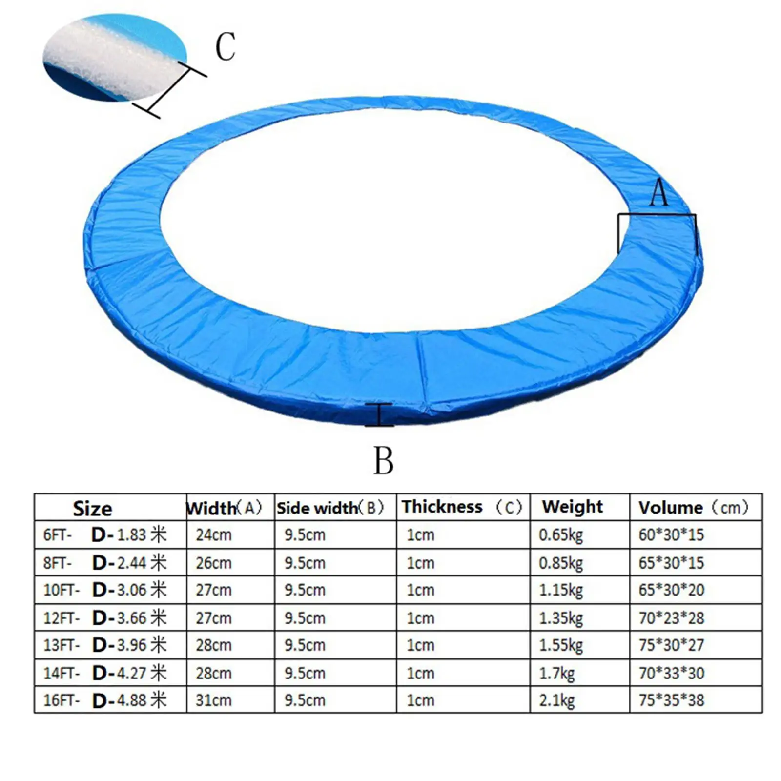 Trampoline Pad Replacement Durable Lightweight Trampoline Frame Cover