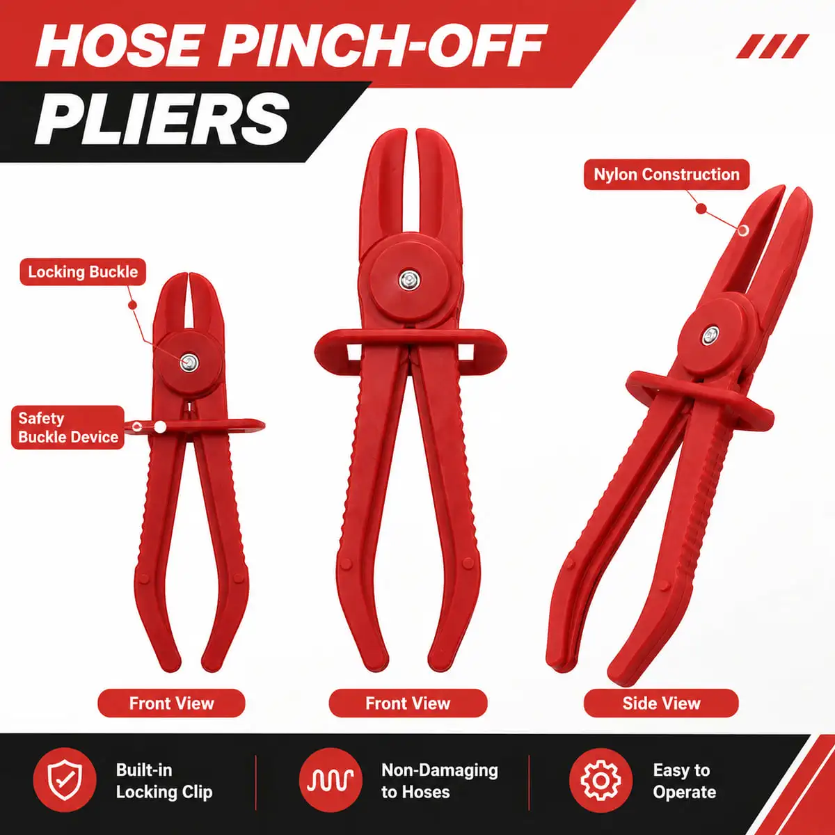 PINMOAP 1/3PCS Hose Pinch Off Pliers Locking Soft Hose Clamp Tool For Automotive Fuel And Water Line Repair Temporary Shutoff