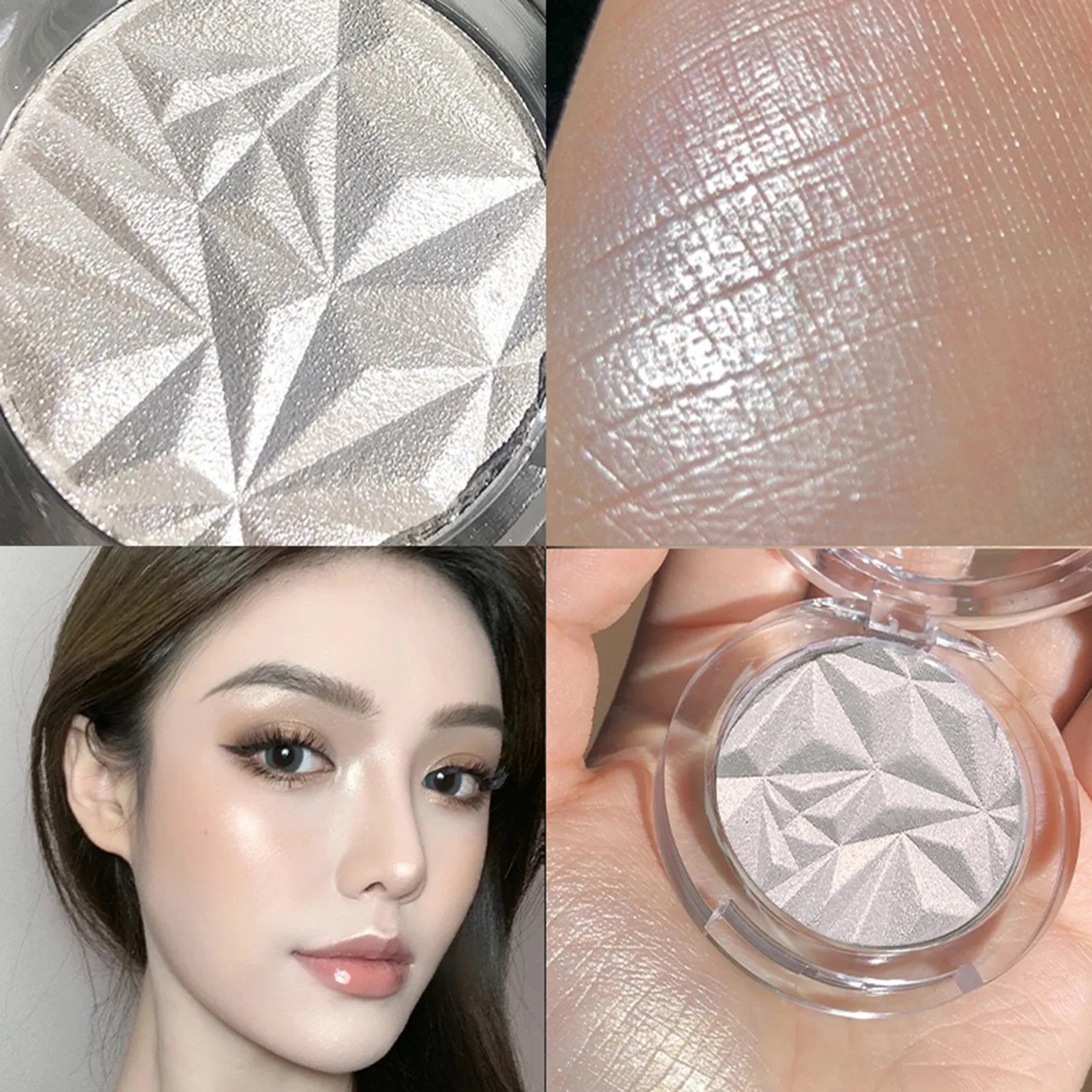 Shimmer Diamond Glow Highlighter 2-kleurenpalet – Fleuren en contouren, stralende huid, natuurlijke glans voor festival- en dagelijkse make-up