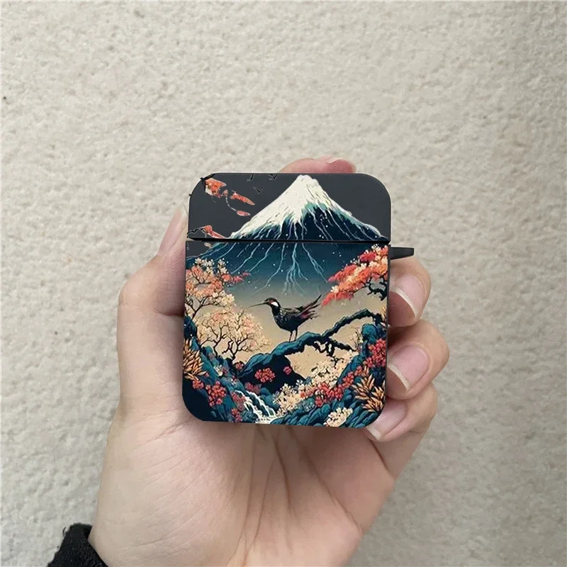 Creative Mountains Landscape Silicone Case for AirPods Pro2 1 2 3 Pro 2 Soft TPU Black Earphone Accessories for Airpods 4 2024