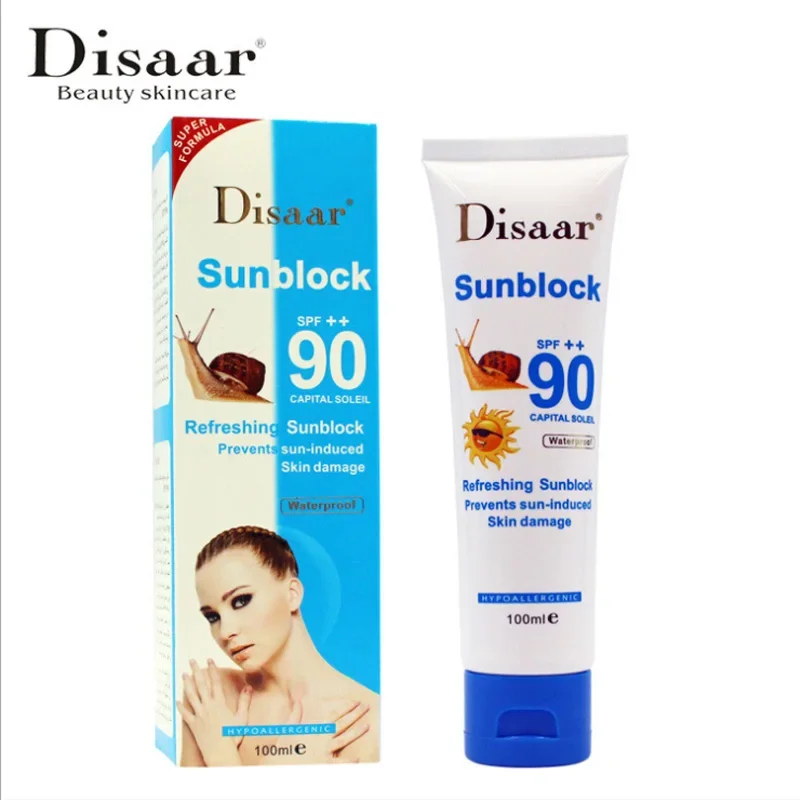 

Snail Sunscreen Cream 100ml,Protection Face Cream Disaar Sunblock 90++ Protective Cream Pigmentation SPF