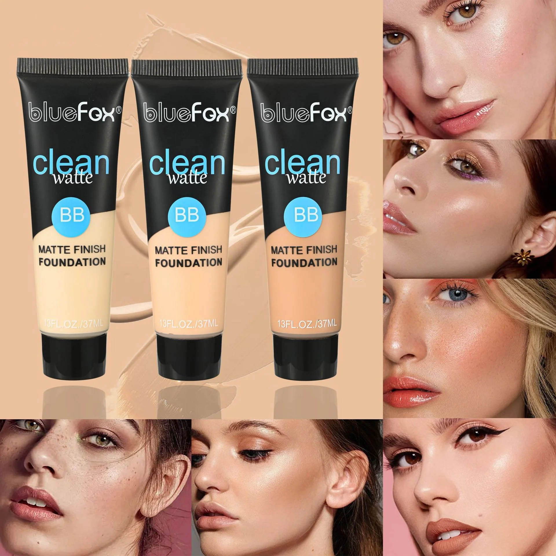 High Coverage Matte Liquid Foundation 24 Hour Wear Waterproof Sweatproof Non Transferring Oil Controlling Blemish Concealing