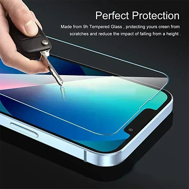 5PCS Screen Tempered Glass For iPhone 13 14 11 16 15 12 Pro Max  Mini  X XR XS Max Screen Protective For iPhone 8 7 Plus SE 2022