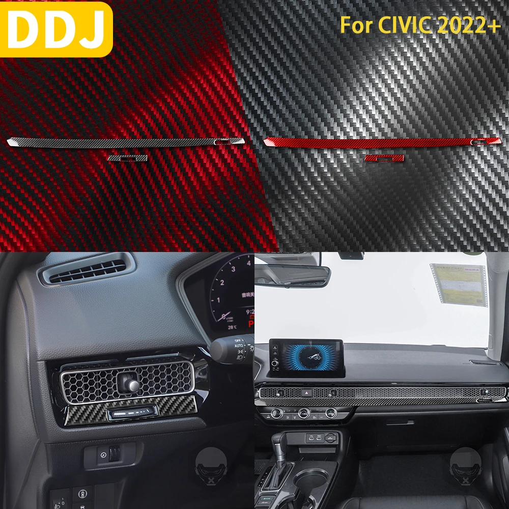 

For Civic 2022 Accessories Carbon Fiber Car Interior Central Control Air Outlet Panel Trim Sticker Decoration