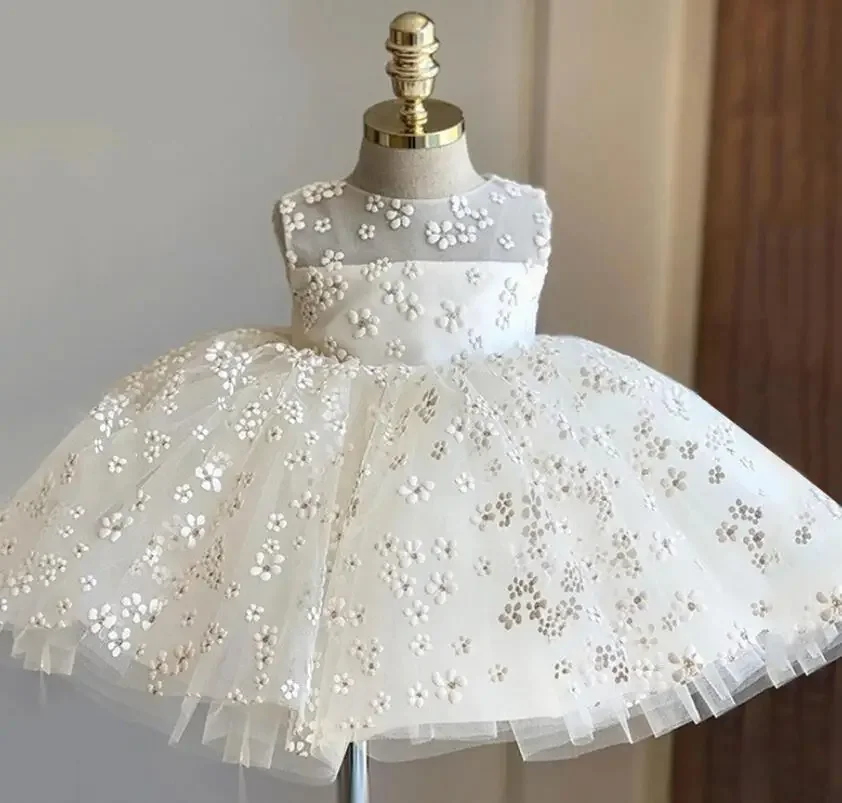 Girls Party Dresses Elegant Princess 1st Birthday Baby Baptism Dress Tulle Wedding Kids Dresses Girl Children Ball Gown Costume