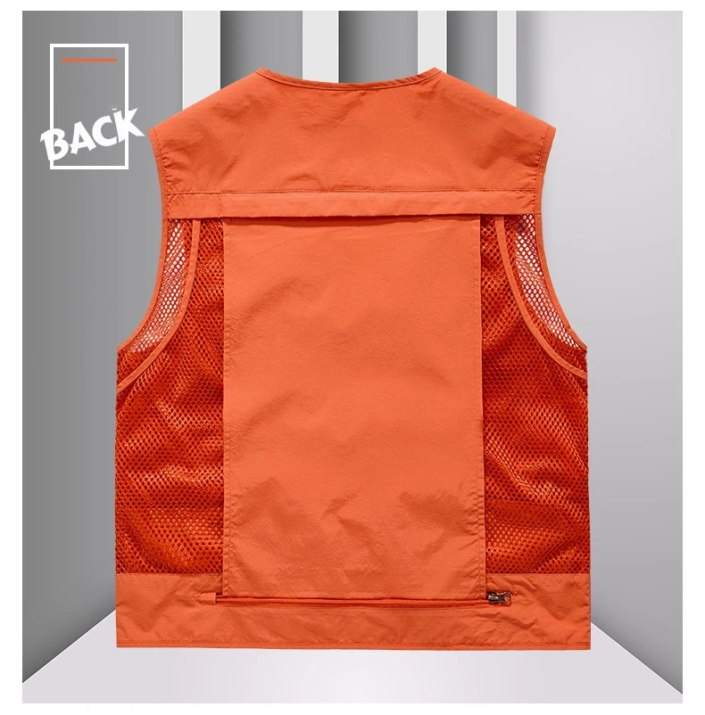 FGKKS Herren-Weste mit mehreren Taschen, atmungsaktive Outdoor-Angelweste für Herren, hochwertiges Design, Freizeit-High-Tech-Herrenjacke – Detail 11