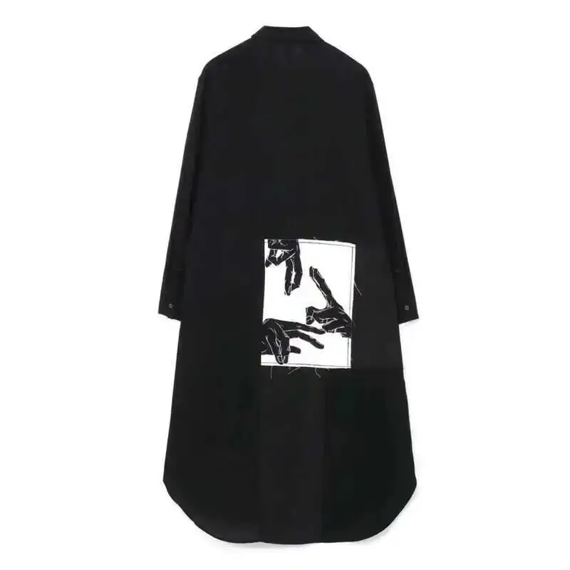 HKSH Spring Autumn New Man Tide Chic Yamamoto Dark Shirt Handwoven Medium Length Loose Unisex Y2K Ins High Street Shirts HK4868