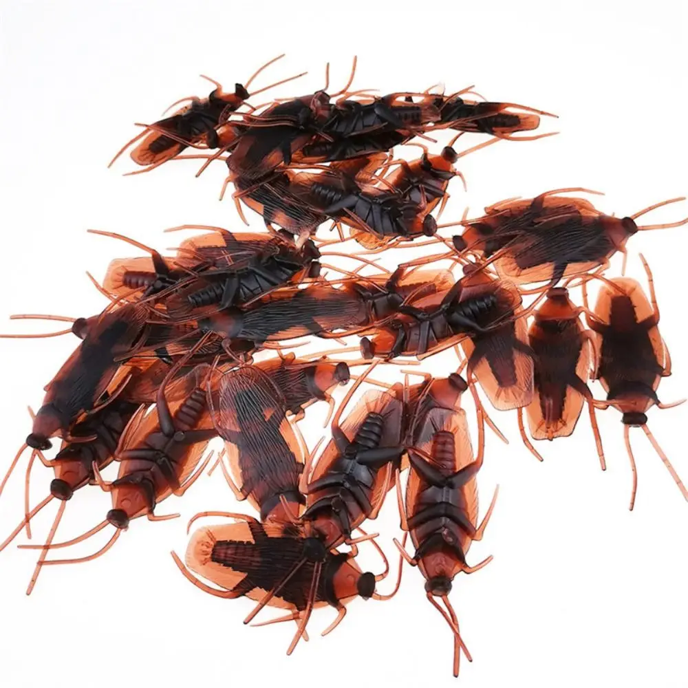 50pcs Lifelike Simulation Cockroach Toys Trick Bug Roaches Fake Cockroach Toys Realistic PVC Cockroach Prank Toys