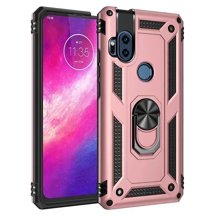 Armor Shockproof Case for Motorola One Hyper Rugged Military Drop Protective Magnet Car Holder Ring Case Cover