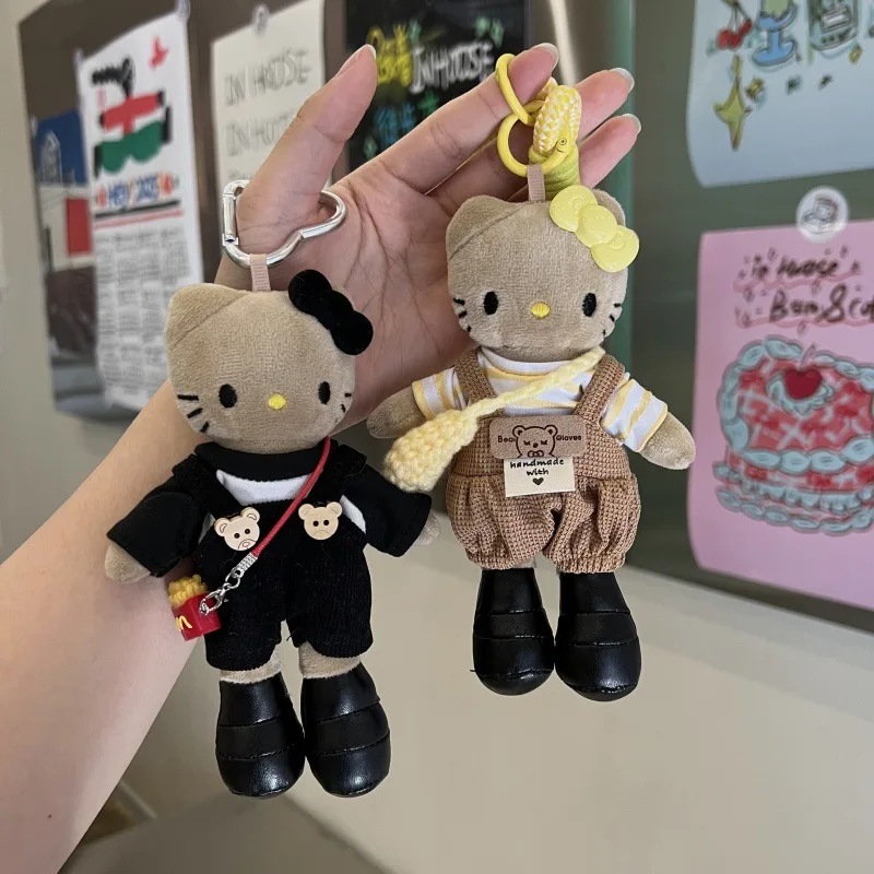 

MINISO New Cute Long Legs Black Leather Overalls Satchel Keychain Bag Decorative Pendant Trendy Jewelry Doll Pendant Accessories