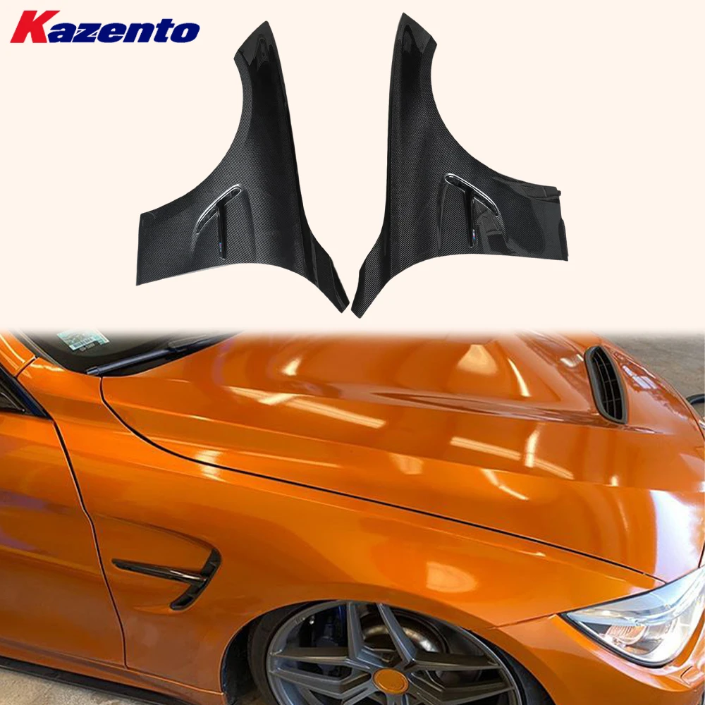 For BMW 4 Series 2014-2020 F32 F33 F36 Carbon LY Style Front Side Vented Fender W/Emblems