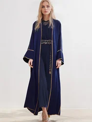 Eid Muslim Abaya for Women Ramadan Party Dress Morocco Caftan Lace-up Islam Dubai Arab Long Robe 2024 Spring Dress Cardigans