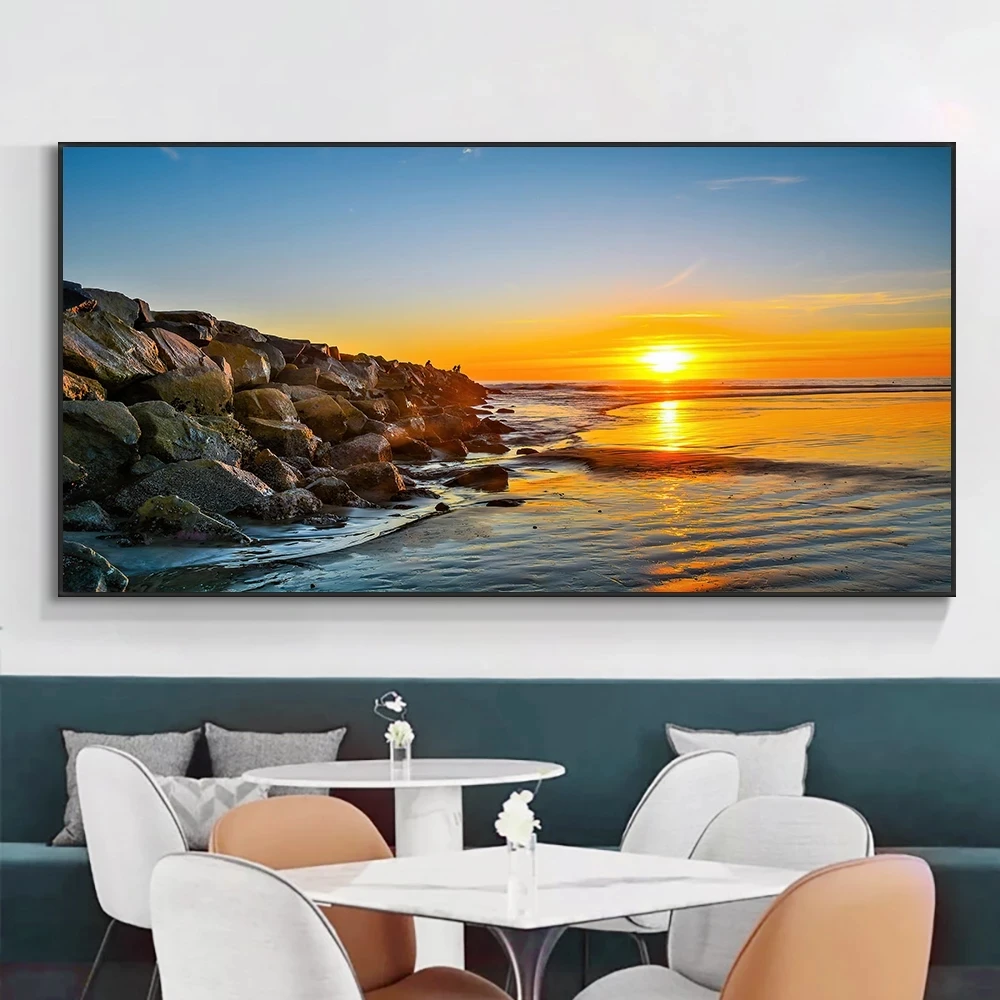 

Modern Landscape Posters Sunset Seascape Canvas Painting Wall Art Picture, Nordic Prints Living Room Decor, Home Decoration