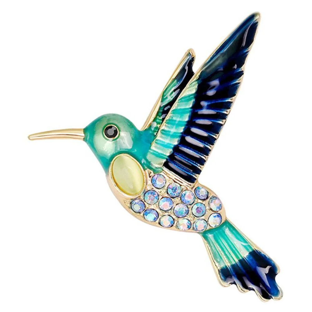Colorful Enamel Hummingbird Brooch Rhinestone Bird Lapel Pin Luxury Party Fashion Jewelry Accessories For Women Gift Badge