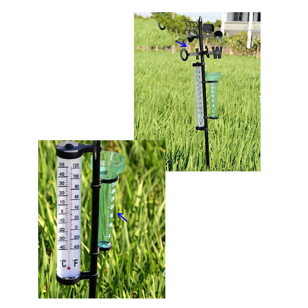 

Rainfall Measure Wind Direction Meter Vane Gauge Water Garden Outdoor Thermometer 2 Sets Durable Farm Planting Temperature