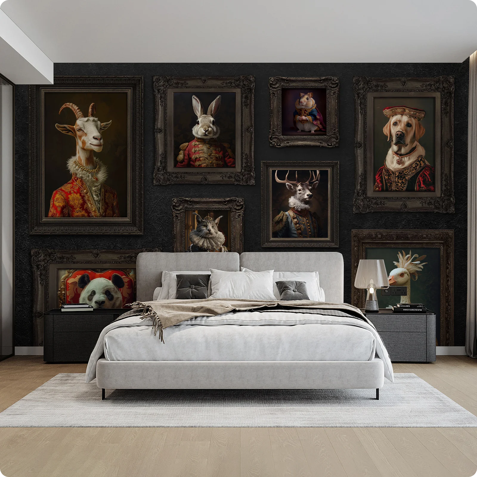 JIFFDIFF 375*280CM Aristocrat Animals Portrait Posters and Prints Vintage Wallpaper Art Canvas Painting Wall  Print Canvas Painting Wall Art Room Home Decor