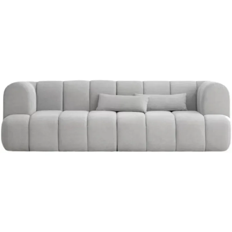 Nordic modern simple small apartment living room straight row light luxury double three creative fabric sofa solid wood module