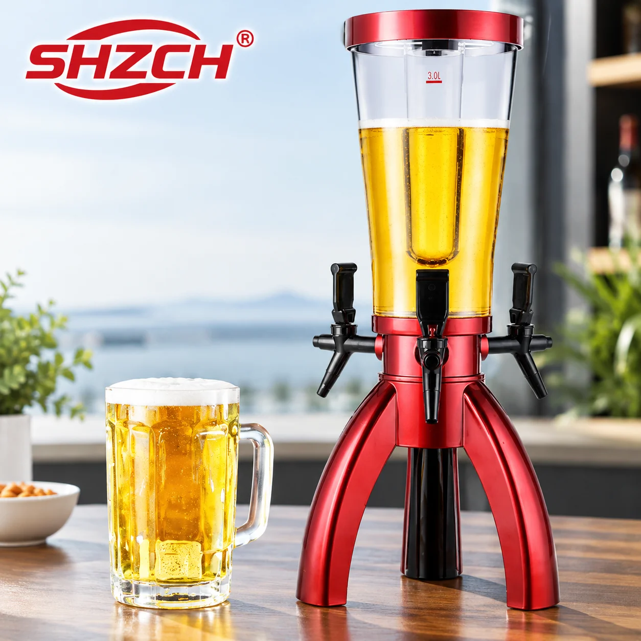 Draft Beer Keg, 3L Beer Dispenser with Lighted Tap, Beverage Barrel for Bars and Commercial Use, Beer Tower for Events