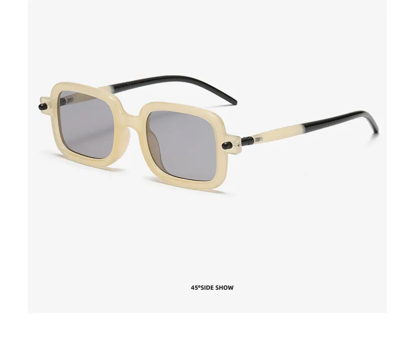 Neue modische quadratische Sonnenbrille für Damen und Herren, Vintage-Markendesigner, Punk-Sonnenbrille, klare Gläser, Spiegelbrille – Detail 22
