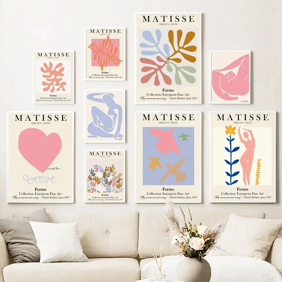 Abstract Matisse Girl Body Pigeon Coral Nordic Minimalist Wall Art Canvas Painting Posters for Living Room Modern Home Decor