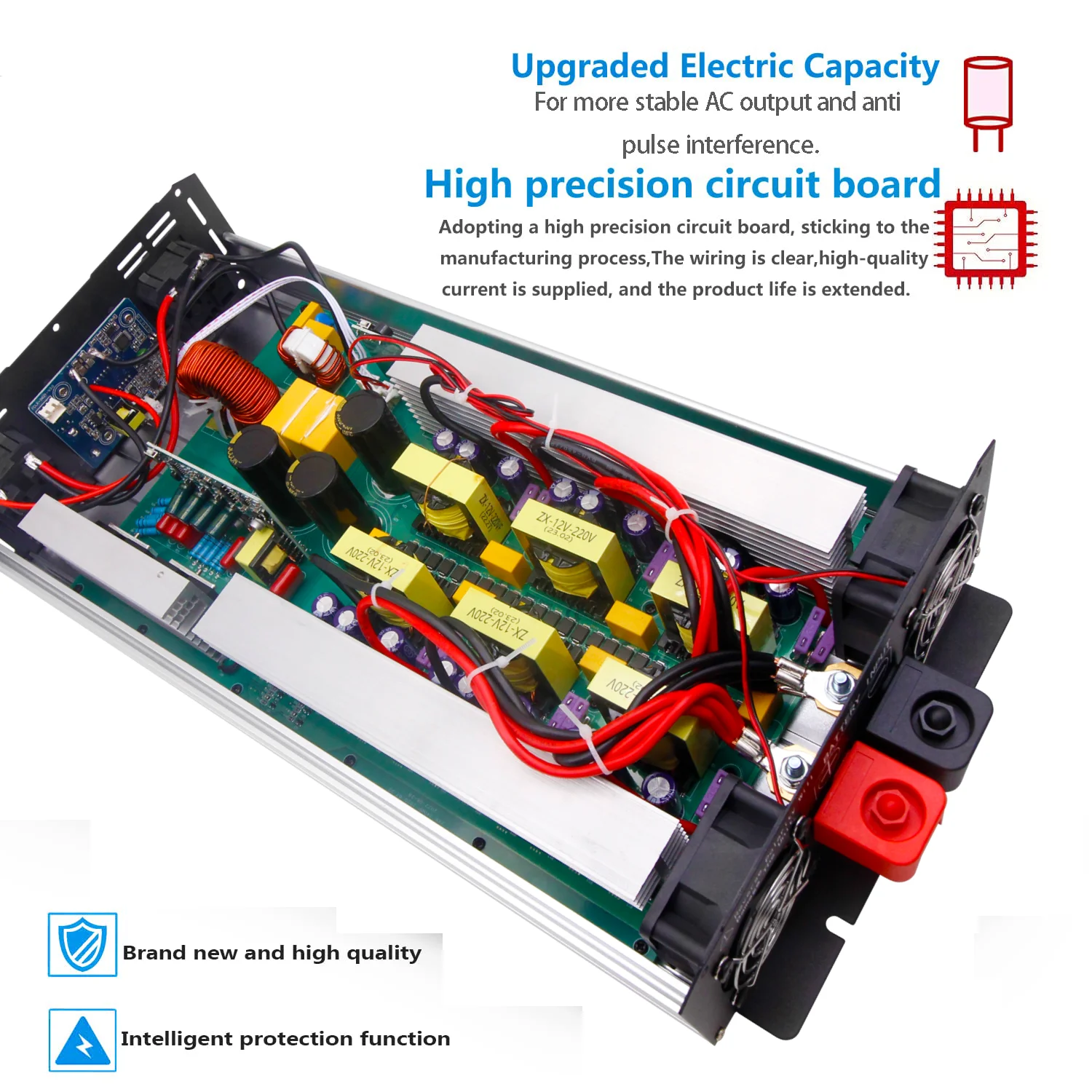 Inversor de energía Solar coreano, convertidor de voltaje de 12000W, onda sinusoidal pura, cc 12V, 24V, 48V a CA 220V, transformador de coche para