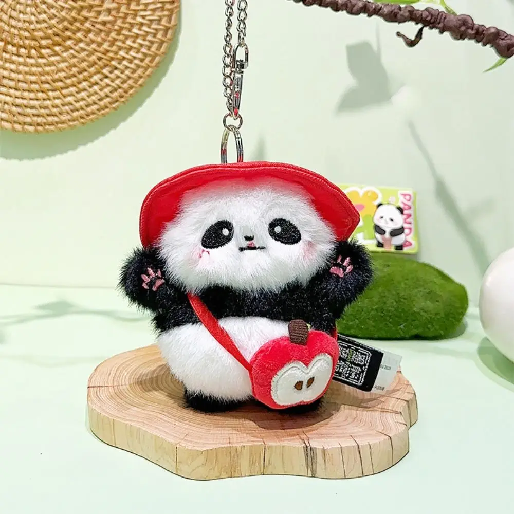 Portachiavi Ciondolo panda in peluche color caramello Espressione carina Panda cartone animato Portachiavi in peluche Bambola di peluche Regali di compleanno divertenti