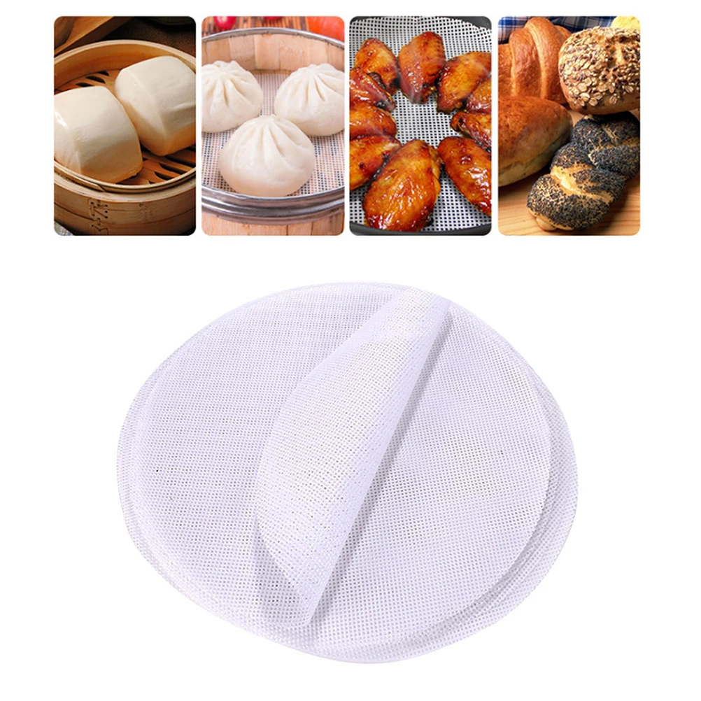 

10 Pcs Steamer Mesh Pad Non-stick Food Grade Silicone for Dumpling Steamed Bun Baking Pan Kitchen Bar Supplies High Temp