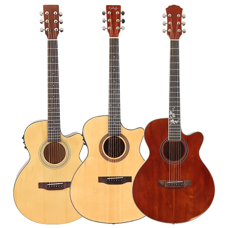 Solid Wood Top Acoustic Guitar 6 Strings Full Size Design Folk 40 Inch