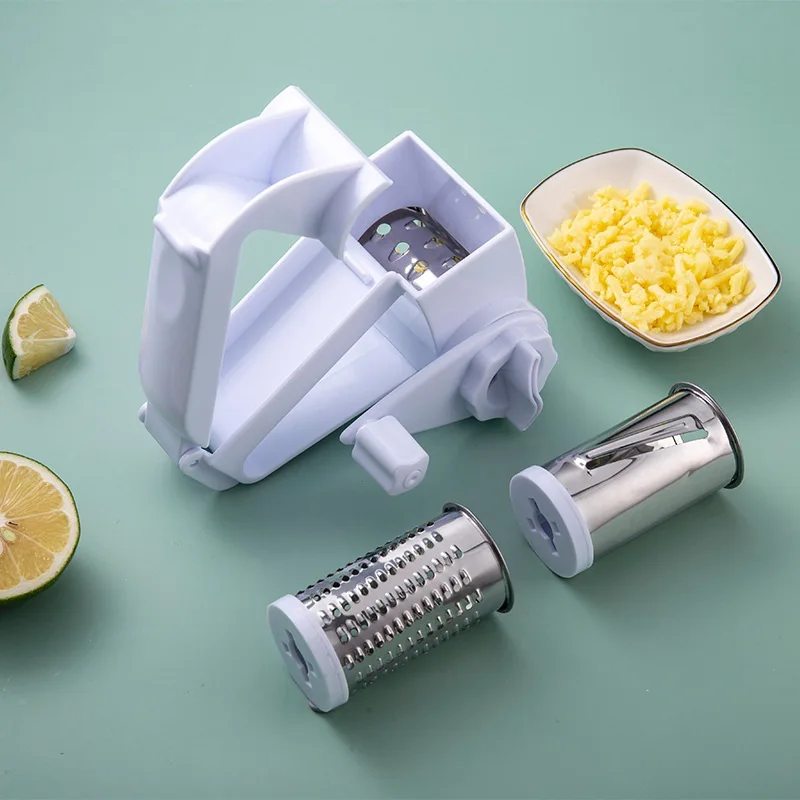 Kitchen Creative Hand-Crank Cheese Grater Multi-functional 3 Blades Cheese Shredder