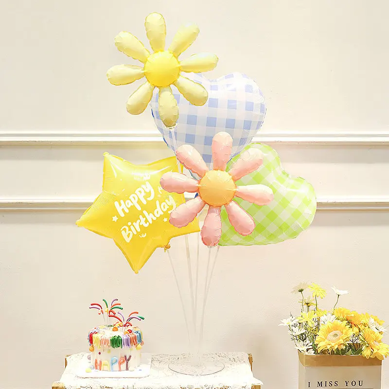 デイジーフラワーバルーンデコレーション-誕生日パーティーの雰囲気演出小道具-子供の歳のお祝い-お祝い用品