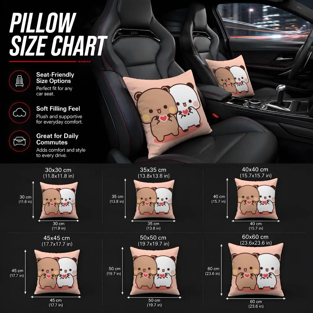 Panda B-Bubu D-Dudu Premium Plush Texture Everyday Use Dorm Room Essential Trendy Office Cushion Elegant Bed Decoration Cover